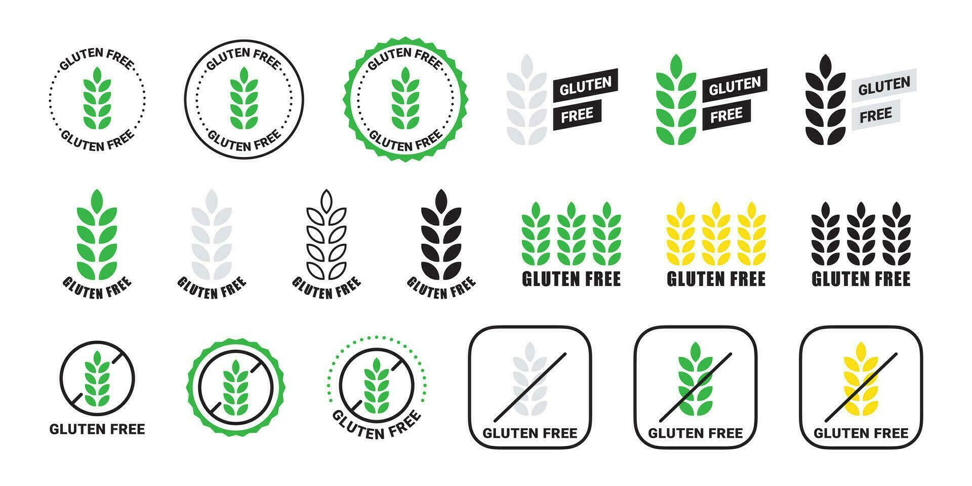 Gluten kostenlos Symbole Satz. Gluten kostenlos Aufkleber. Vektor skalierbar Grafik