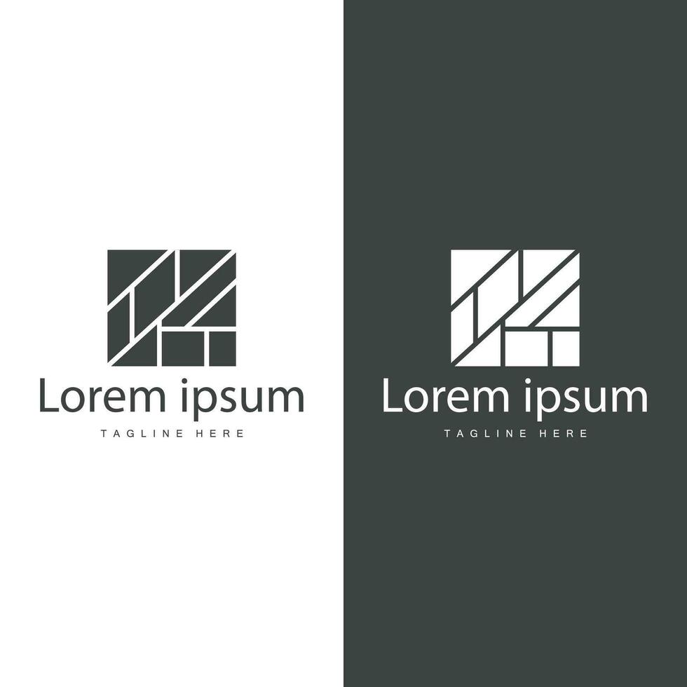 Fußboden Logo Design zum Zuhause Keramik Dekoration mit minimalistisch abstrakt Formen, Vektor Schablone Illustration