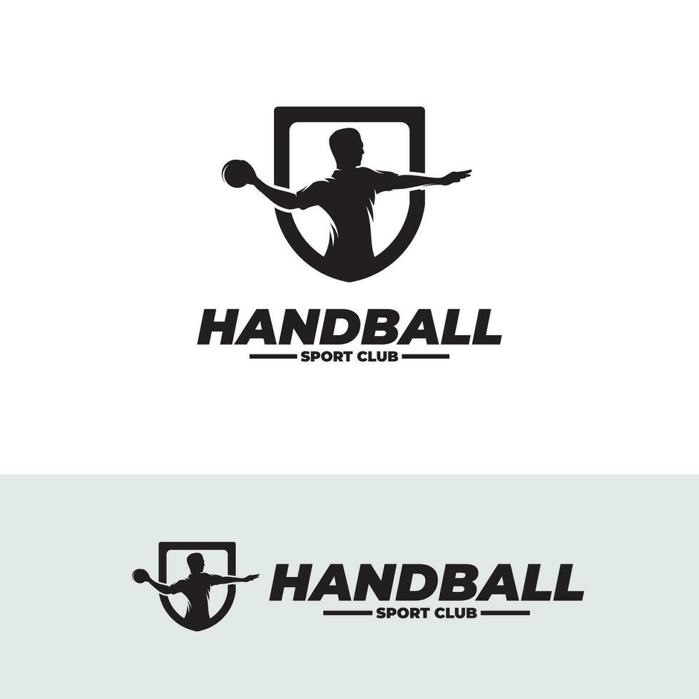 silhuett av handboll spelare logotyp design mall vektor