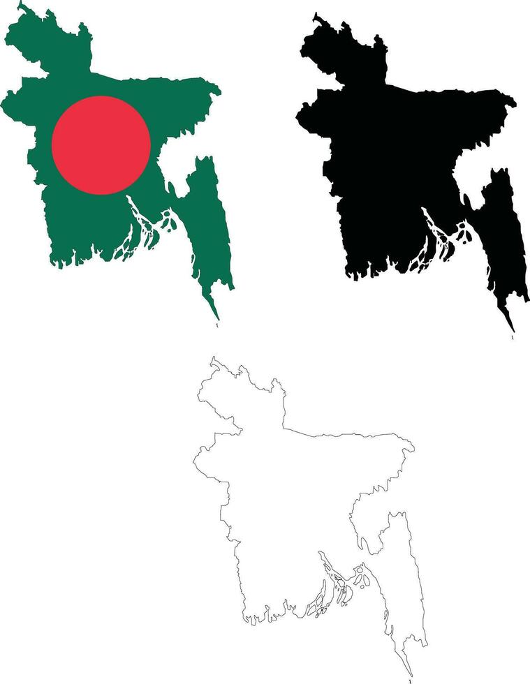 Karta av bangladesh. bangladesh Karta. flagga av bangladesh Kartor territorium. översikt Karta bangladesh. platt stil. vektor