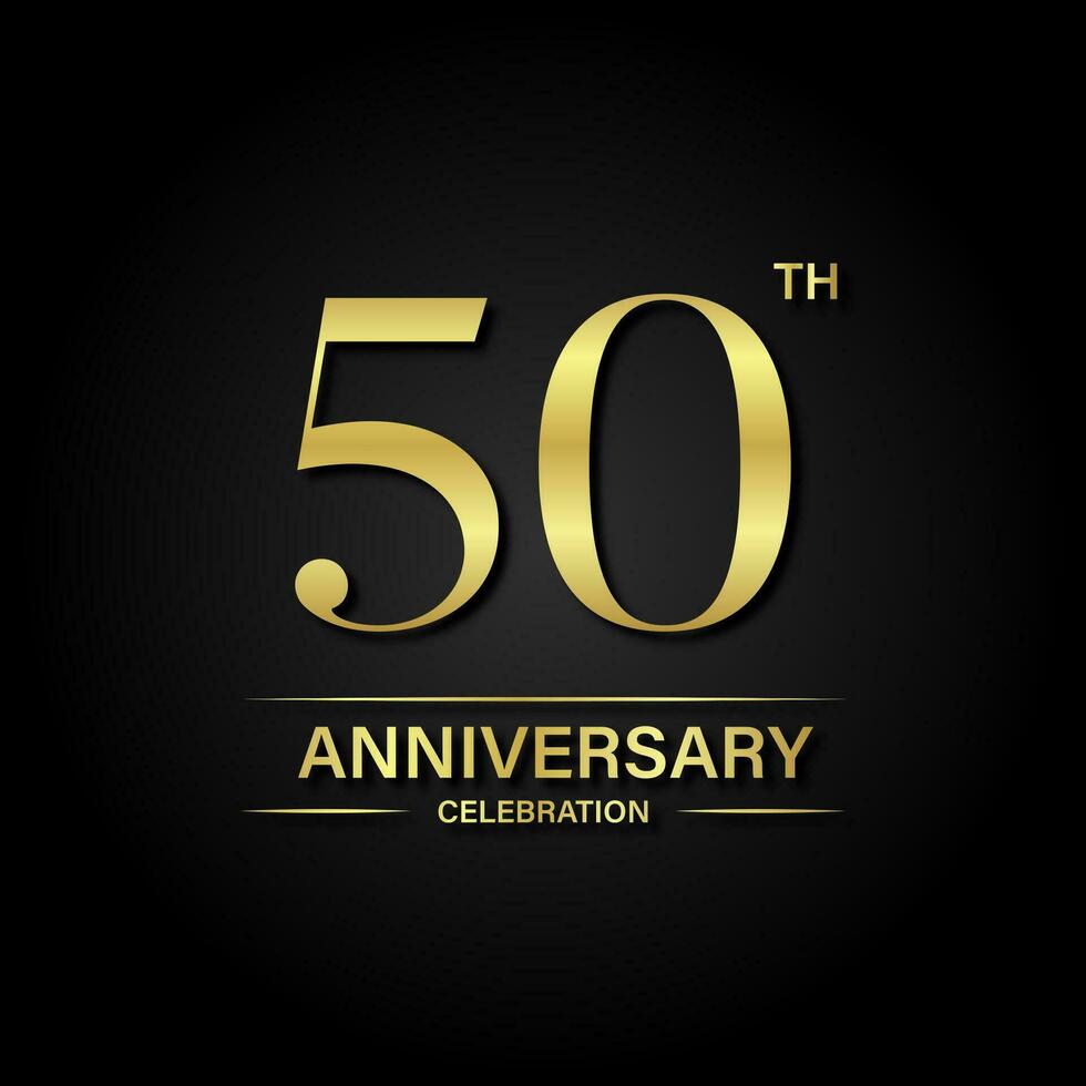 50 .. Jahrestag Feier mit Gold Farbe und schwarz Hintergrund. Vektor Design zum Feierlichkeiten, Einladung Karten und Gruß Karten.