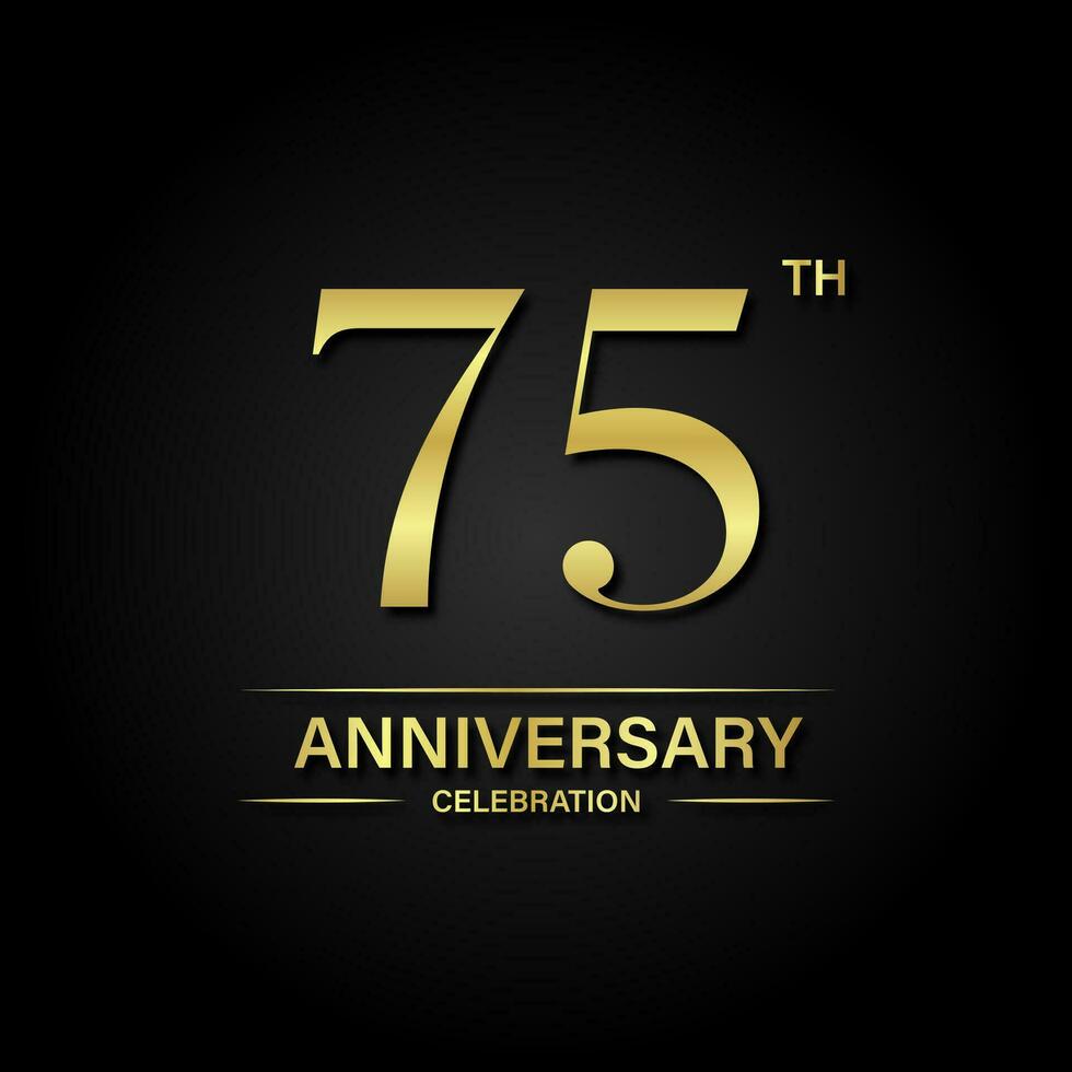 75 .. Jahrestag Feier mit Gold Farbe und schwarz Hintergrund. Vektor Design zum Feierlichkeiten, Einladung Karten und Gruß Karten.