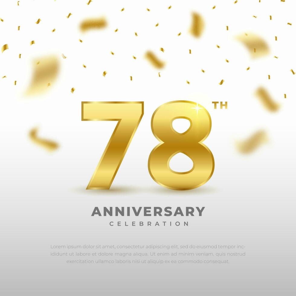 78 .. Jahrestag Feier mit Gold funkeln Farbe und schwarz Hintergrund. Vektor Design zum Feierlichkeiten, Einladung Karten und Gruß Karten.