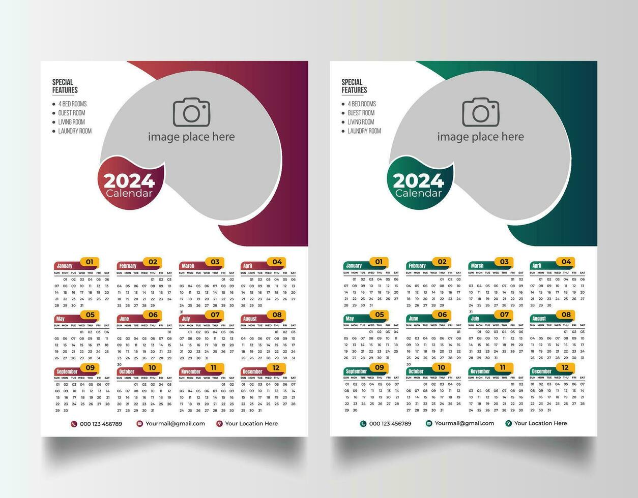 2024 Kalender Vorlage vektor