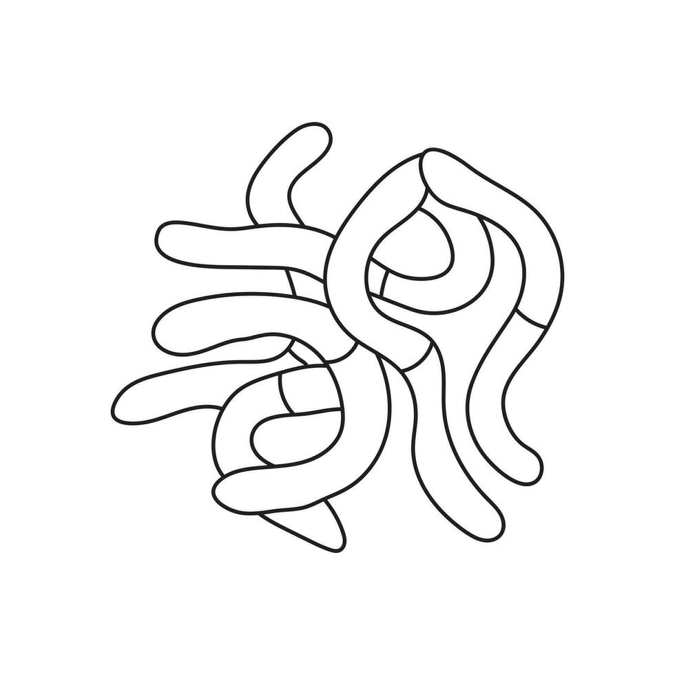 Hand gezeichnet Kinder Zeichnung Karikatur Vektor Illustration süß gummiartig Würmer isoliert auf Weiß Hintergrund