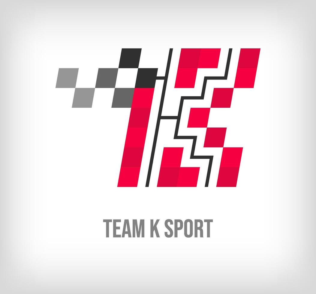 kreativ k Brief Rennen und Sport Logo. modern Pixel mit Neu Kultur Farben. Schriftart Alphabet Vorlage. kreativ Wettbewerb geometrisch. Vektor