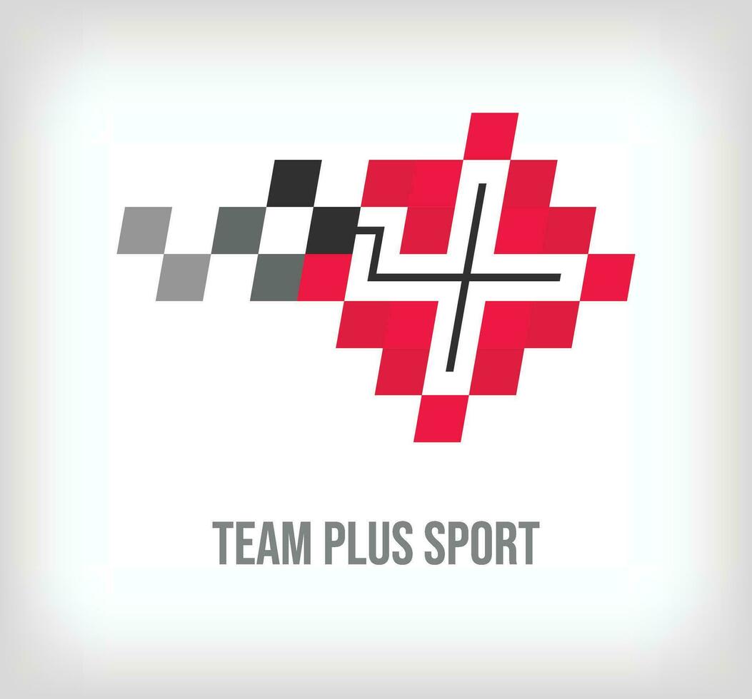 kreativ Plus Zeichen Rennen und Sport Logo. modern Pixel mit Neu Kultur Farben. Schriftart Alphabet Vorlage. kreativ Wettbewerb geometrisch. Vektor