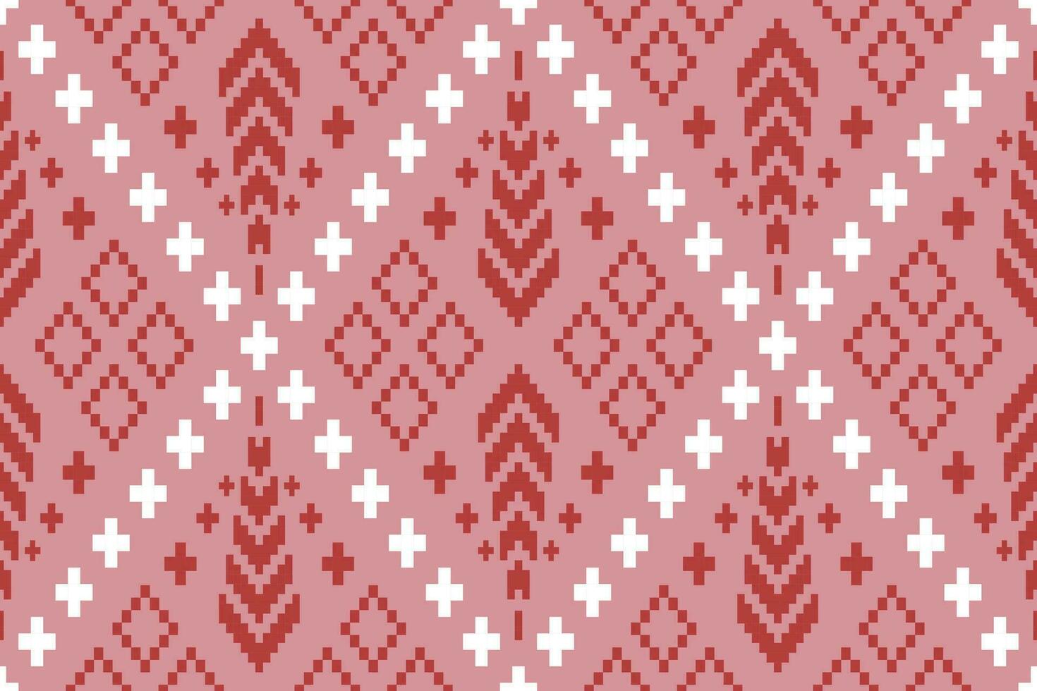 Rosa Kreuz Stich bunt geometrisch traditionell ethnisch Muster Ikat nahtlos Muster Rand abstrakt Design zum Stoff drucken Stoff Kleid Teppich Vorhänge und Sarong aztekisch afrikanisch indisch indonesisch vektor