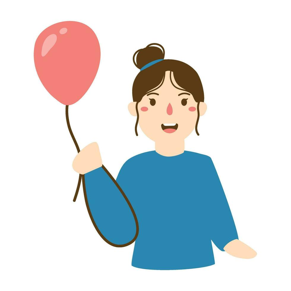 smiley kvinna innehav ballonger illustration vektor