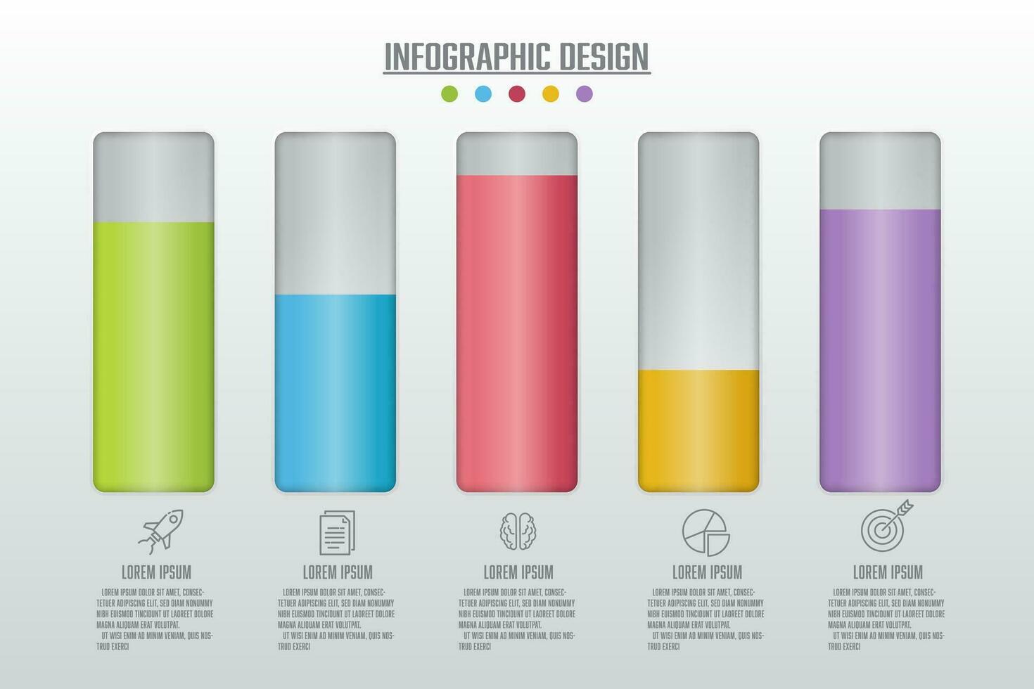 vektor infographic företag data bearbeta Diagram element 5 steg. mall för presentation.