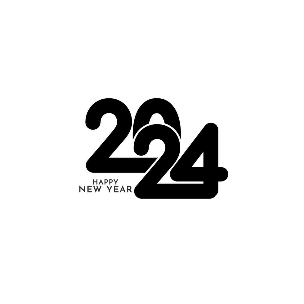 Lycklig ny år 2024 eleganta text design vit bakgrund vektor