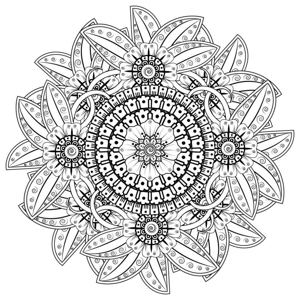 Mehndi Blume dekorative Ornament im ethnischen orientalischen Stil, Doodle Ornament, Umriss Hand zeichnen. Malbuchseite. vektor