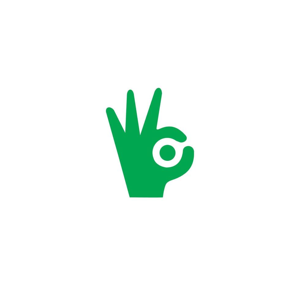 ok finger logotyp design modern minimal stil illustration. linjär hand gest vektor ikon symbol logotyp