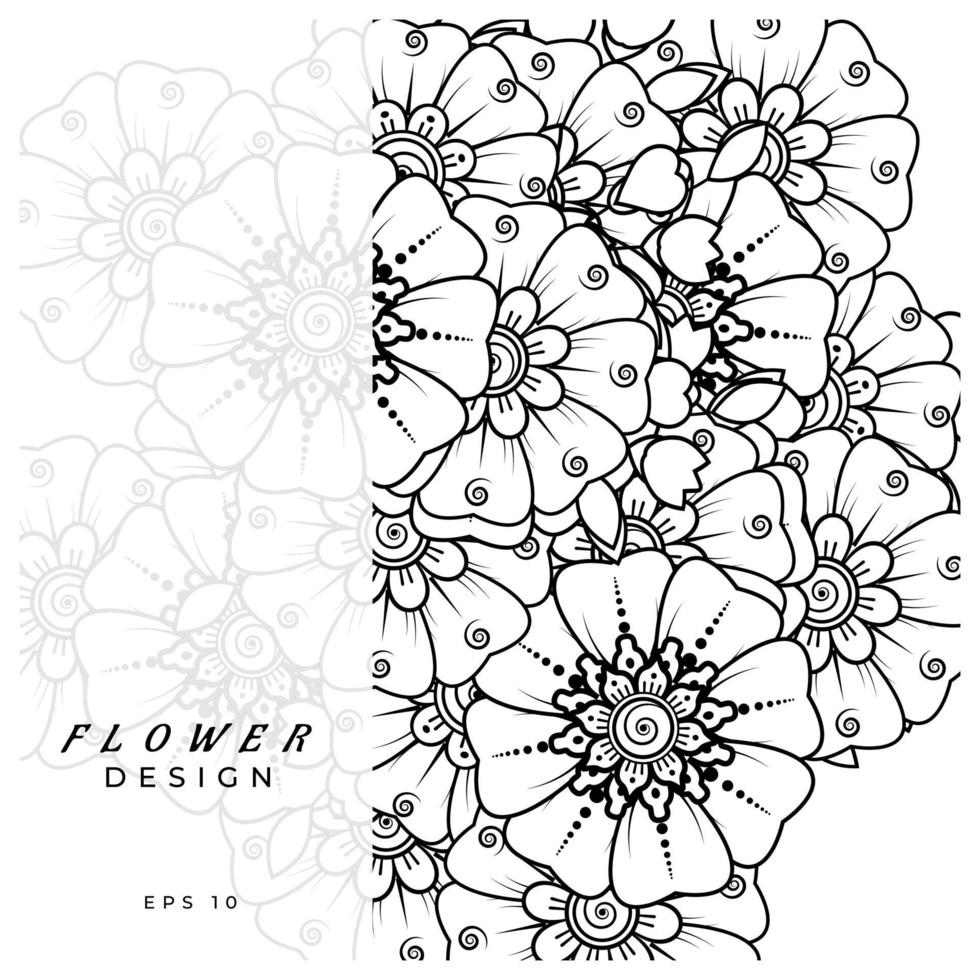 Mehndi blomma dekorativa prydnad i etnisk orientalisk stil, doodle prydnad, disposition hand rita. målarbokssida. vektor