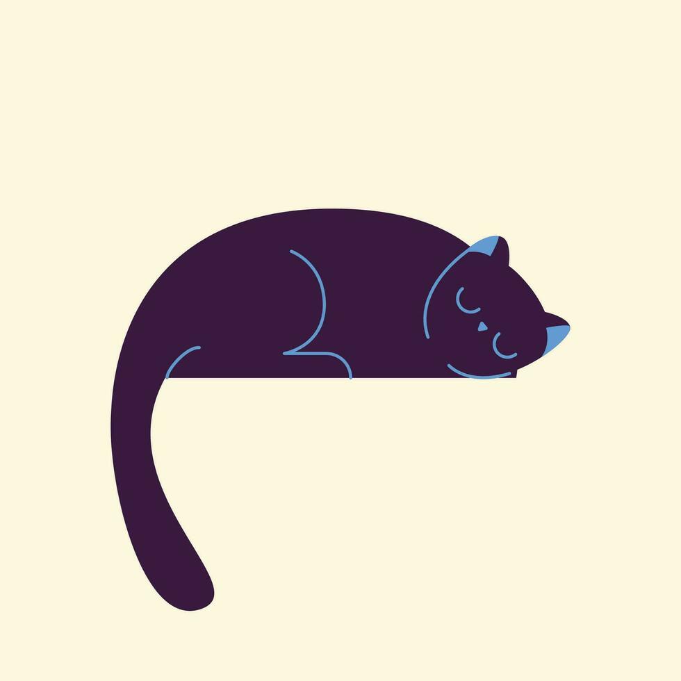 süß Schlafen Katze Symbol, Vektor Illustration. eben Design Stil.