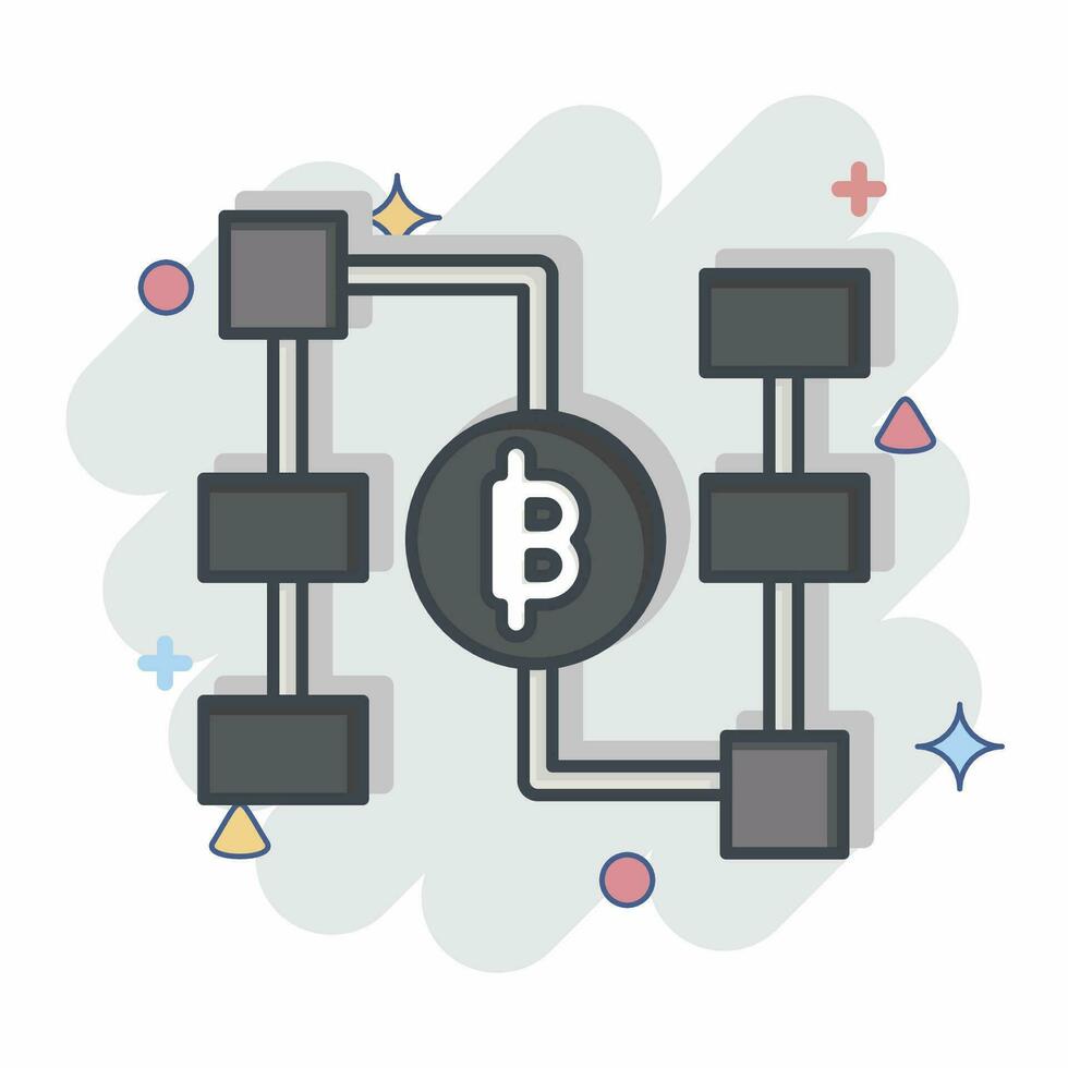 ikon blockchain. relaterad till framtida teknologi symbol. komisk stil. enkel design redigerbar. enkel illustration vektor