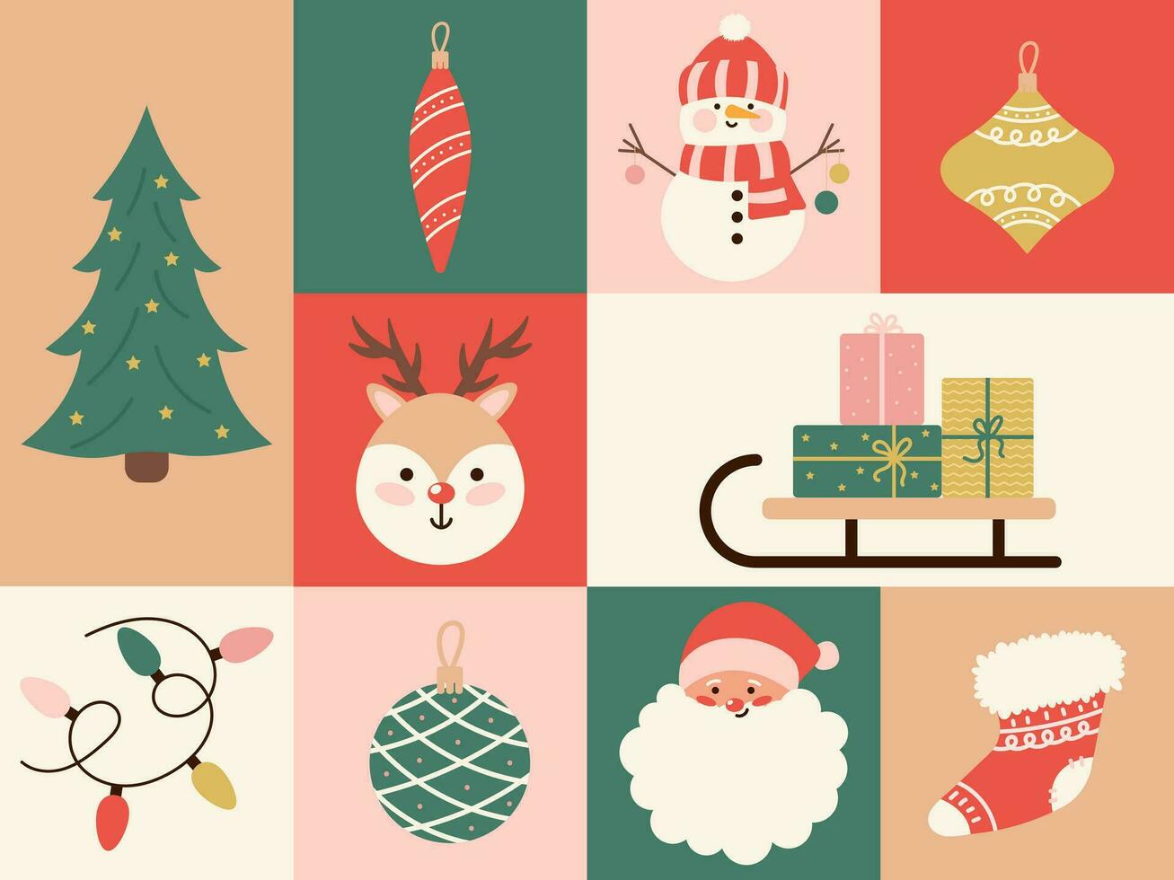 Weihnachten nahtlos Muster mit Weihnachten Dekorationen. geometrisch nahtlos Muster zum Verpackung Papier, Hintergrund, Hintergrund vektor