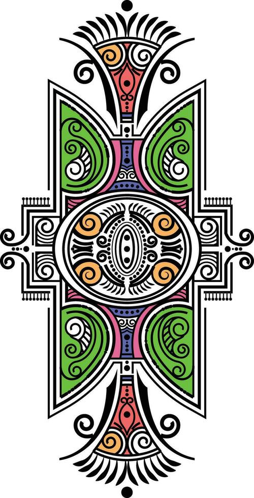 indisk traditionell och kulturell rangoli, alpona, kolam, eller paisley vektor linje konst. bengal konst Indien. för textil- utskrift logotyp tapet