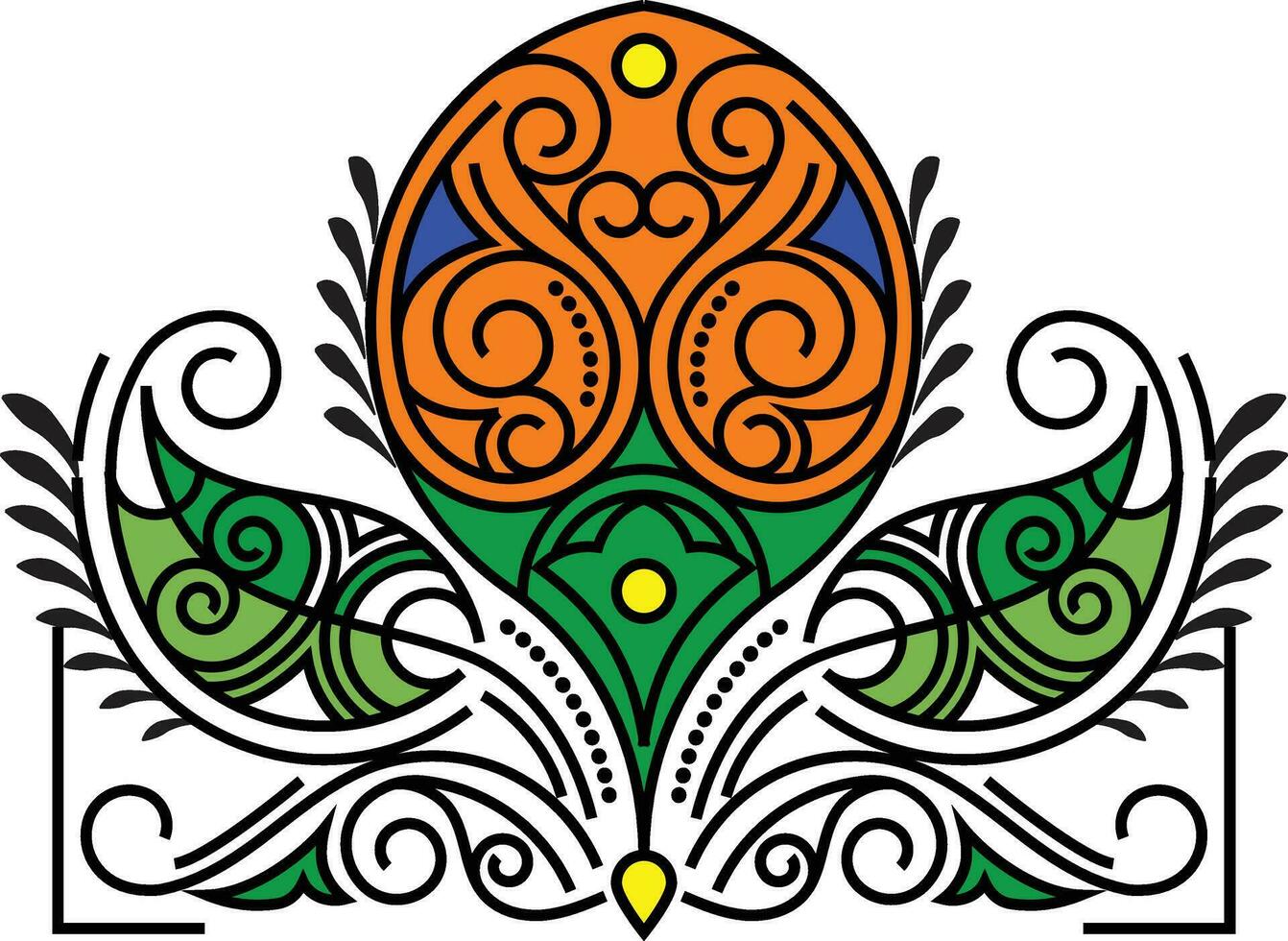 indisch traditionell und kulturell Rangoli, Alpona, kolam, oder Paisley Vektor Linie Kunst. Bengalen Kunst Indien. zum Textil- Drucken Logo Hintergrund
