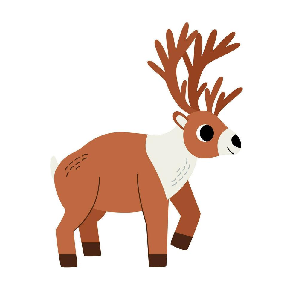 vektor illustration av söt tecknad serie caribou isolerat på vit bakgrund.