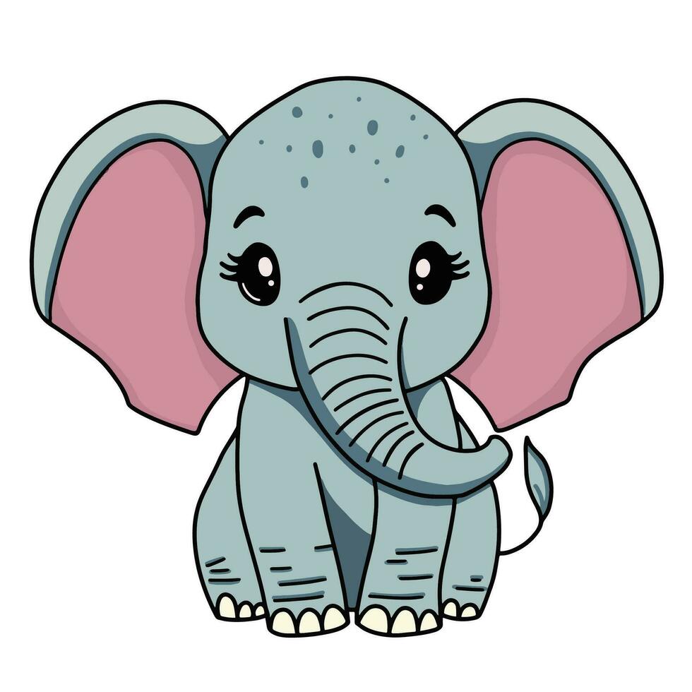 süß Elefant wild Safari afrikanisch Tiere zum Kinder, Kinder Clip Art, Vektor Illustration