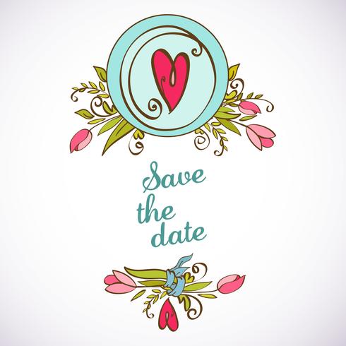 Bröllopinbjudan spara datumkorten vektor