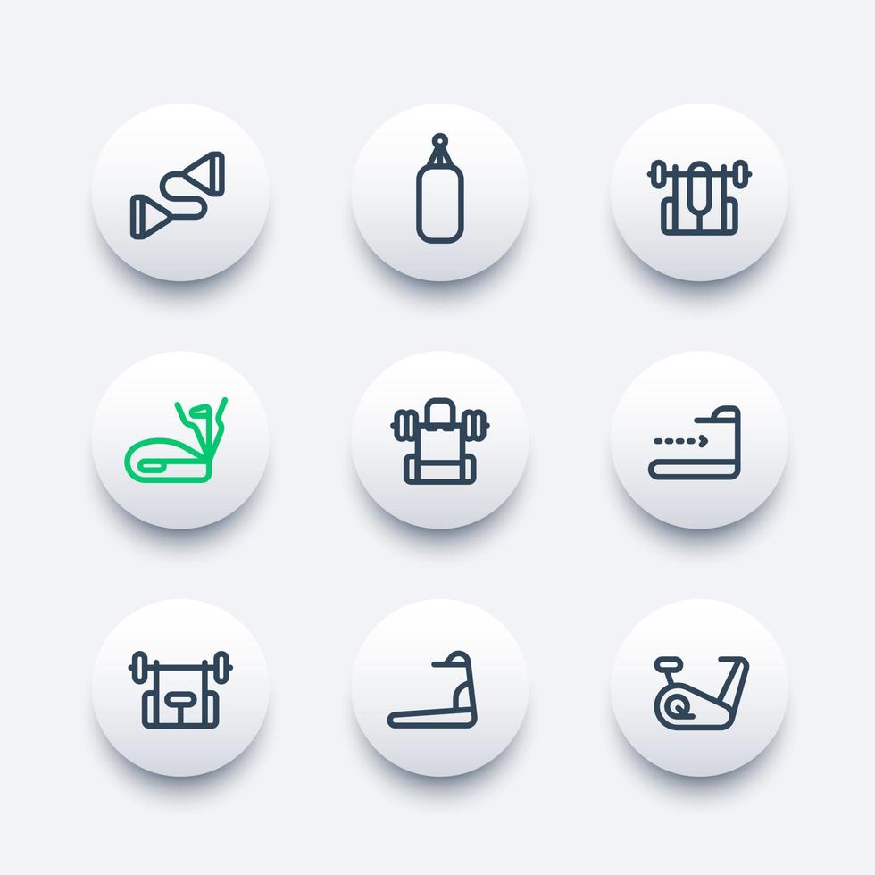 Fitnesstraining, Trainingslinie Icons Set vektor