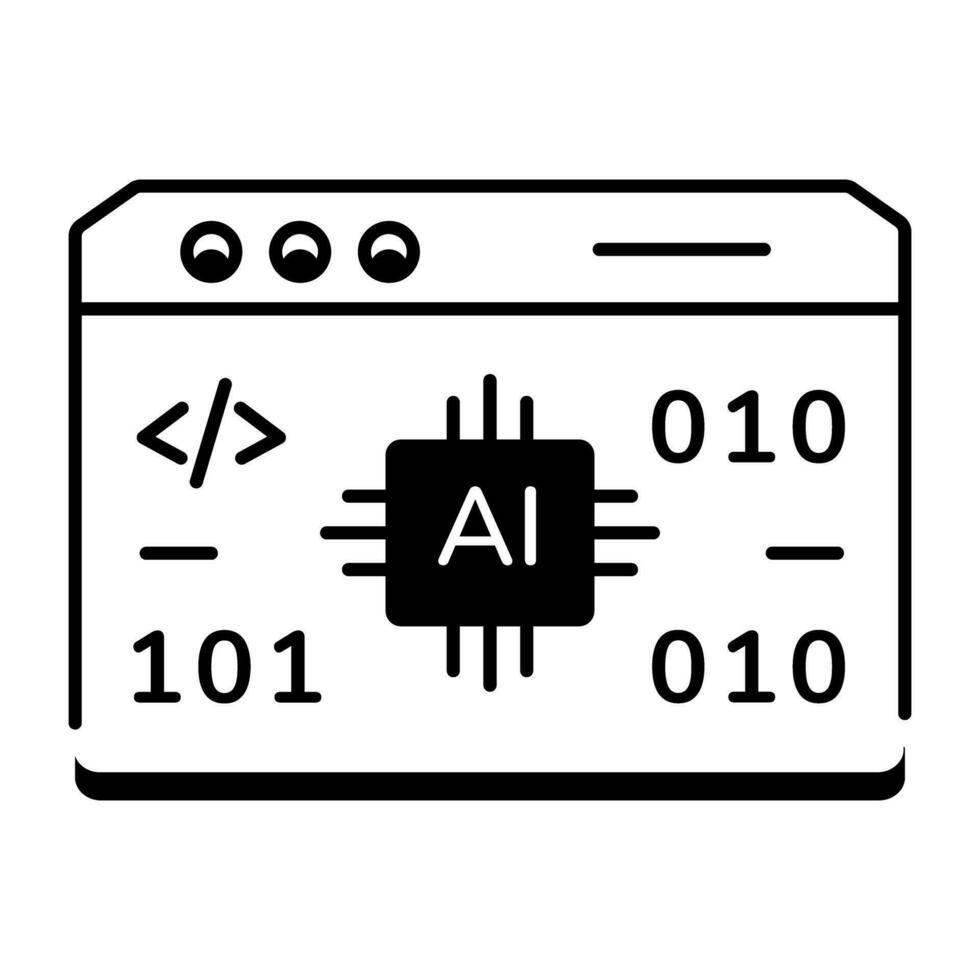 linjär ikon skildrar ai teknologi vektor