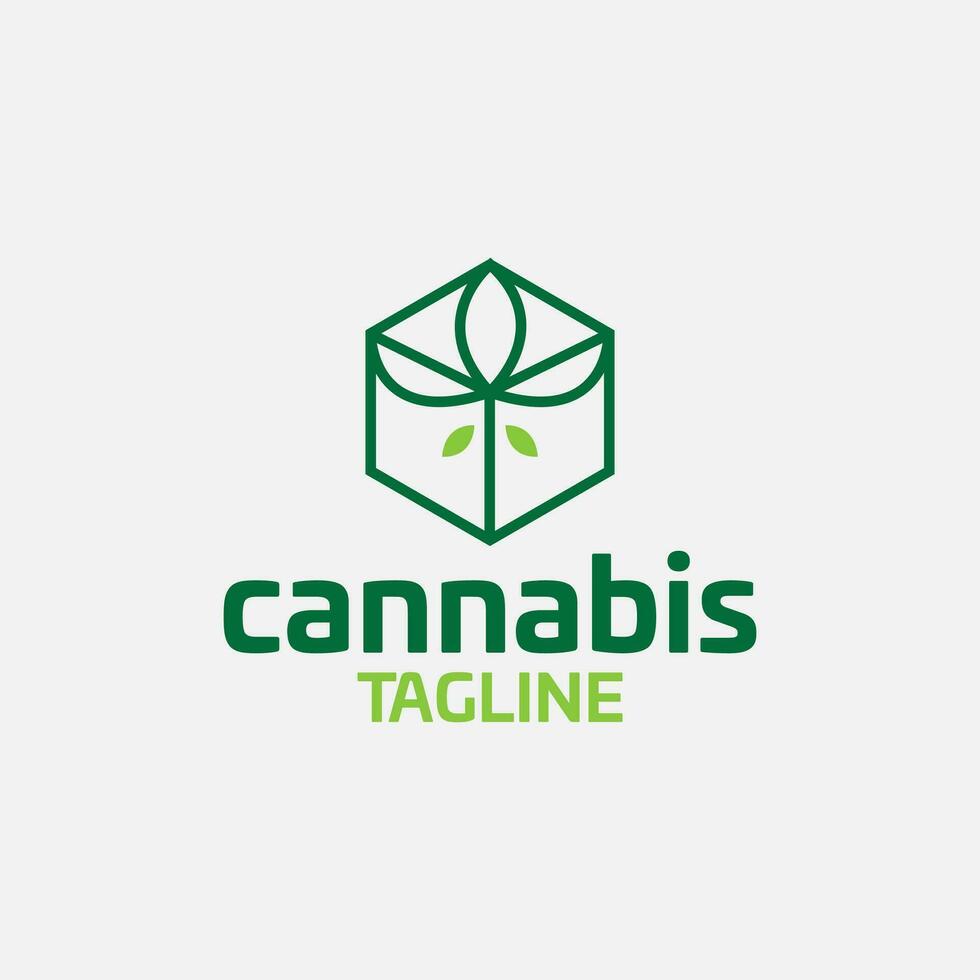 Cannabis Hanf Gras Topf Vektor editierbar Logo