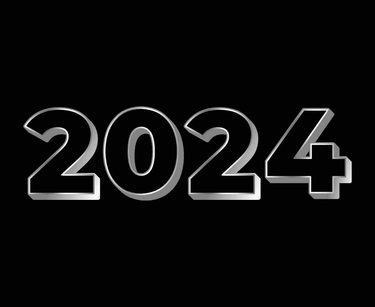 2024 Lycklig ny år abstrakt grå grafisk design vektor logotyp symbol illustration med svart bakgrund