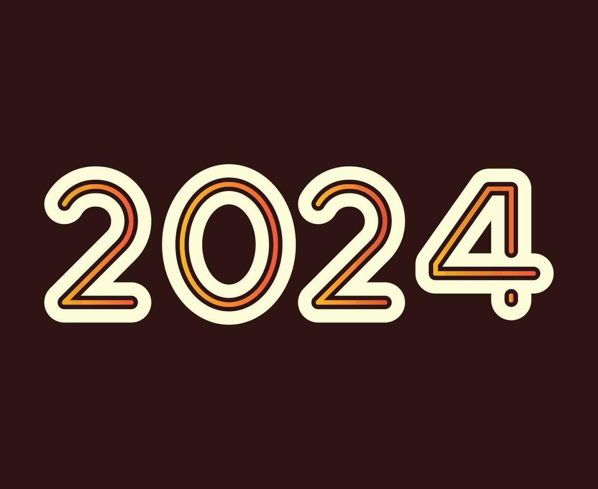2024 Lycklig ny år abstrakt orange och vit grafisk design vektor logotyp symbol illustration med rödbrun bakgrund
