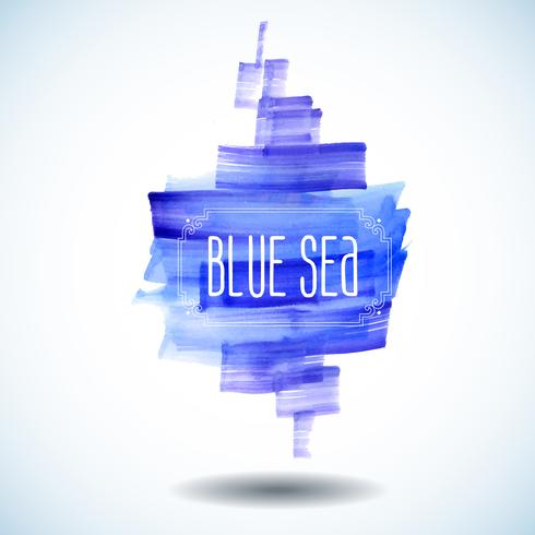 blå hav abstrakt vattenfärg bakgrund vektor