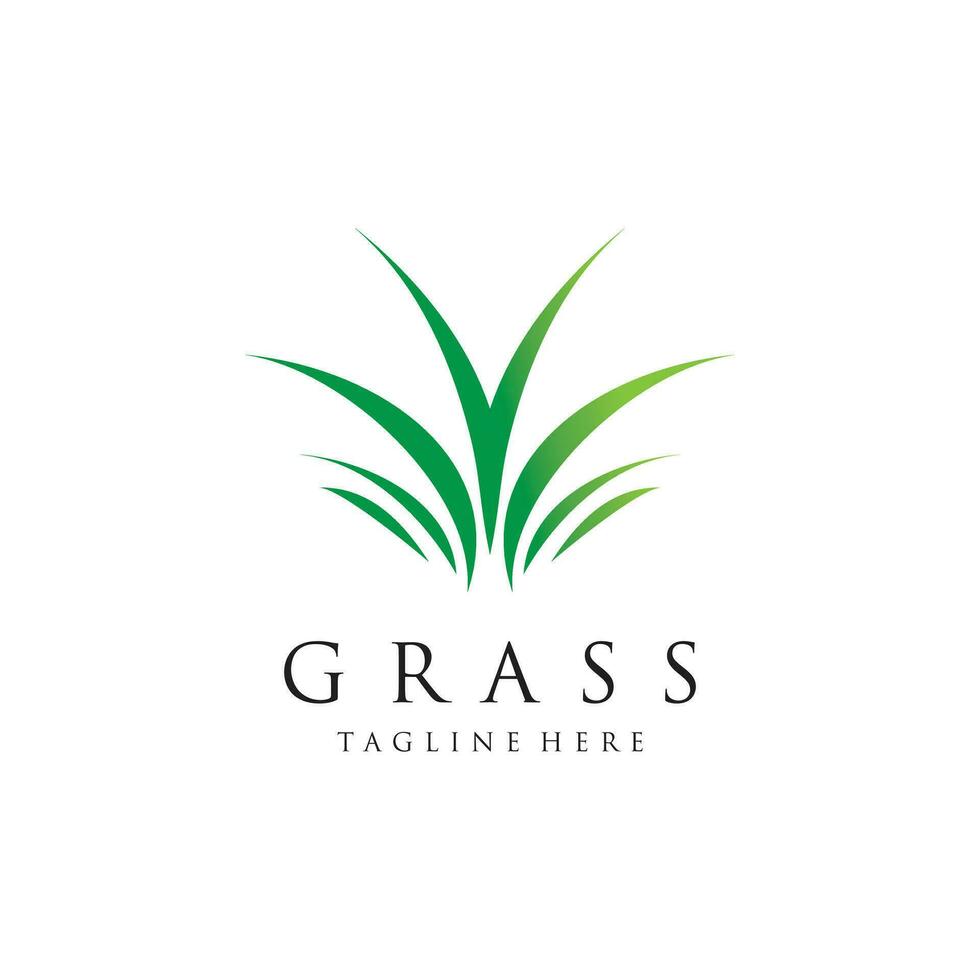 gräs logotyp design mall vektor illustration med kreativ aning