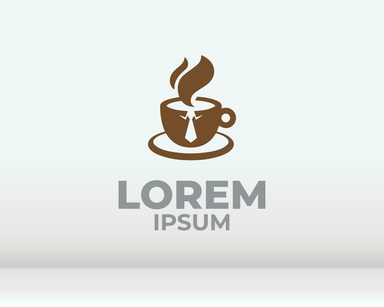 kaffeebohne mit pflanzenzweig hipster minimaler logovektor mit blatt einfache linienumrissikone für café vektor