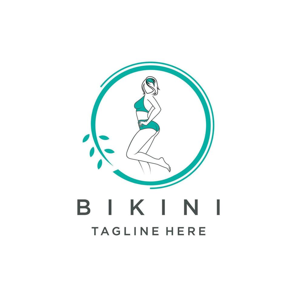 bikini logotyp design mall vektor illustration med kreativ aning