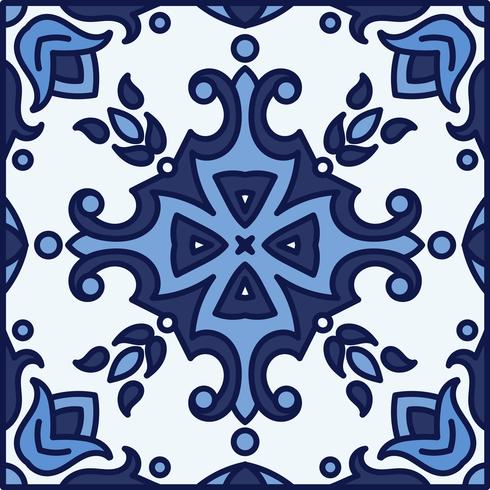 Portugiesische Azulejo-Fliesen. Blauer und weißer herrlicher nahtloser Patte vektor