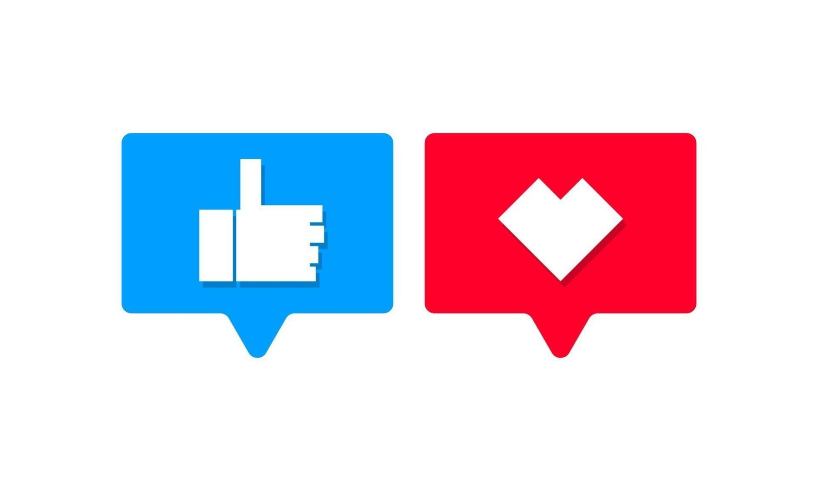 tummen och hjärta -ikonen. webb- och app -knappar för sociala medier vektor