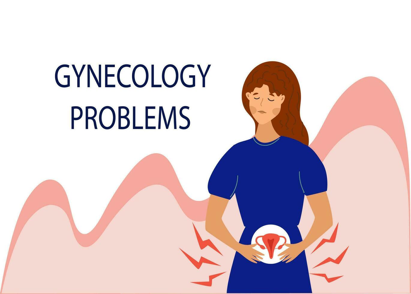 Endometriose, Endometrium Dysfunktionalität, Endometriose konzept.vektor eben Illustration vektor