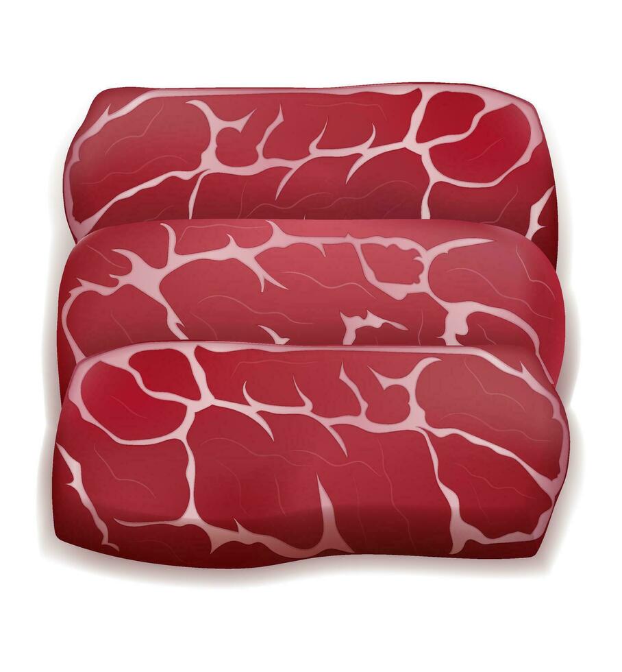 roh Stück von Fleisch Schnitt in Steaks Vektor Illustration isoliert auf Weiß Hintergrund