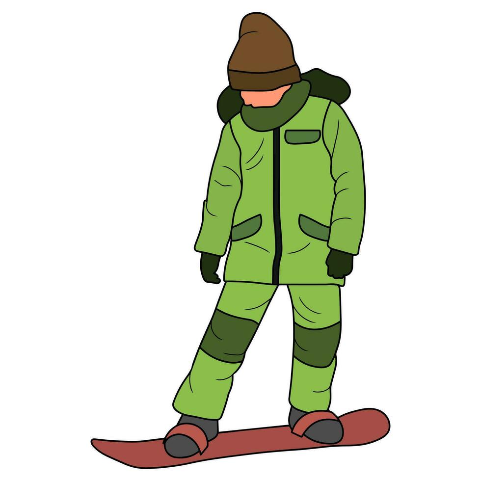 Vektor Bild von ein Snowboarder Stehen auf ein Tafel