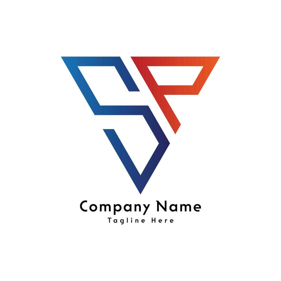 sp brev triangel form logotyp design ikon vektor