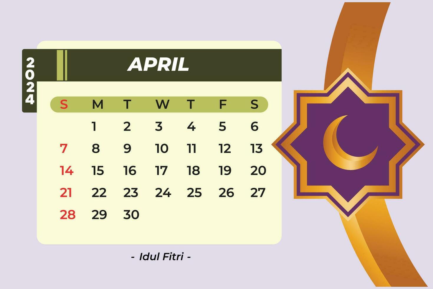 en gång i månaden kalender mall för 2024 år. kalender begrepp. färgad platt vektor illustration isolerat.