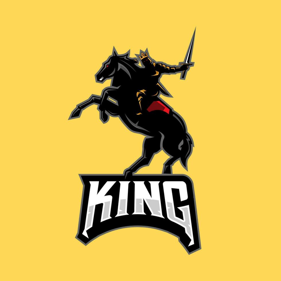 König Reiten ein schwarz Pferd Logo zum Sport Teams und Spiele vektor