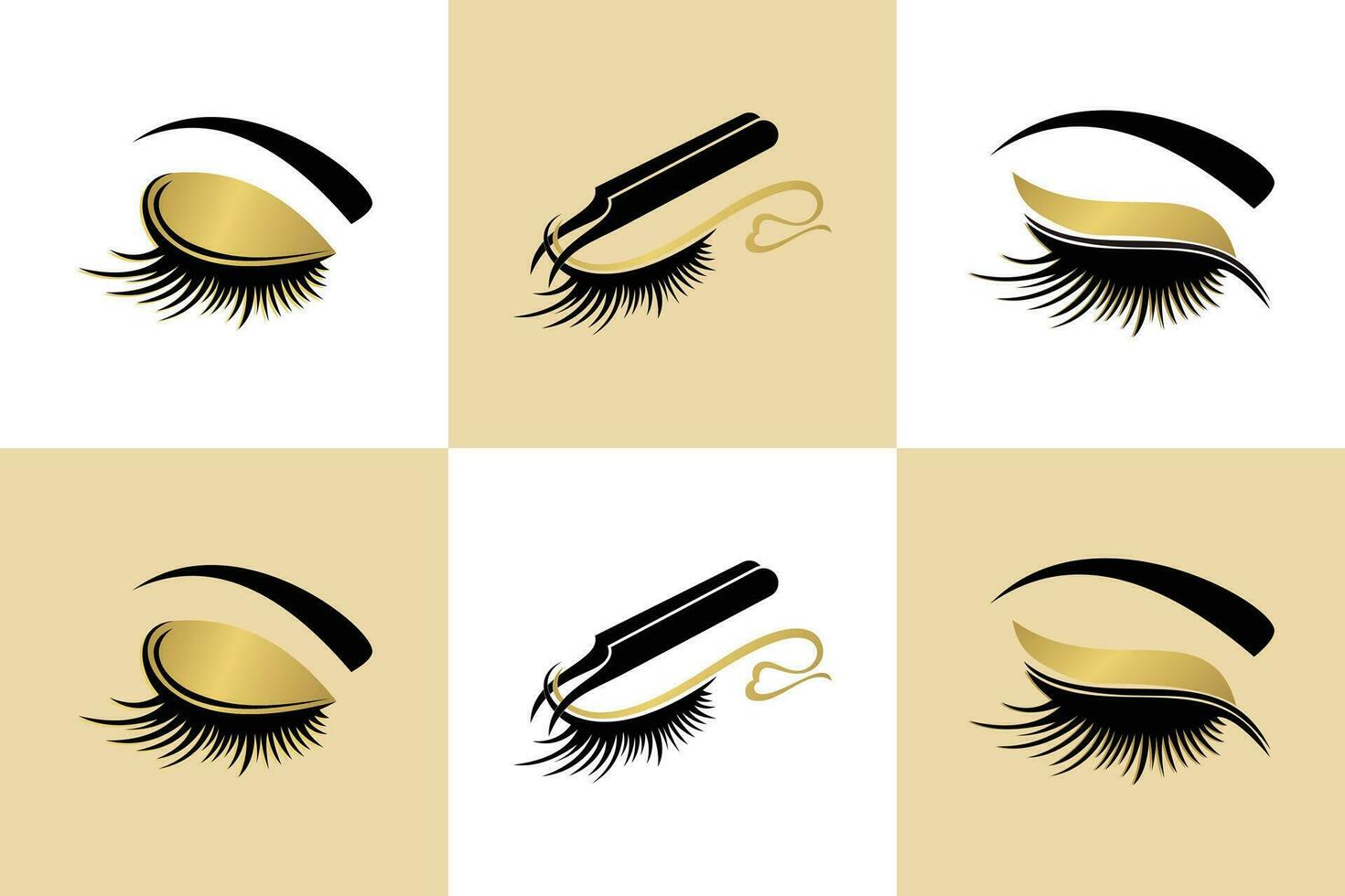 Sammlung von Wimper Logo Design zum Wimpern Schönheit Salon mit einzigartig Konzept Prämie Vektor