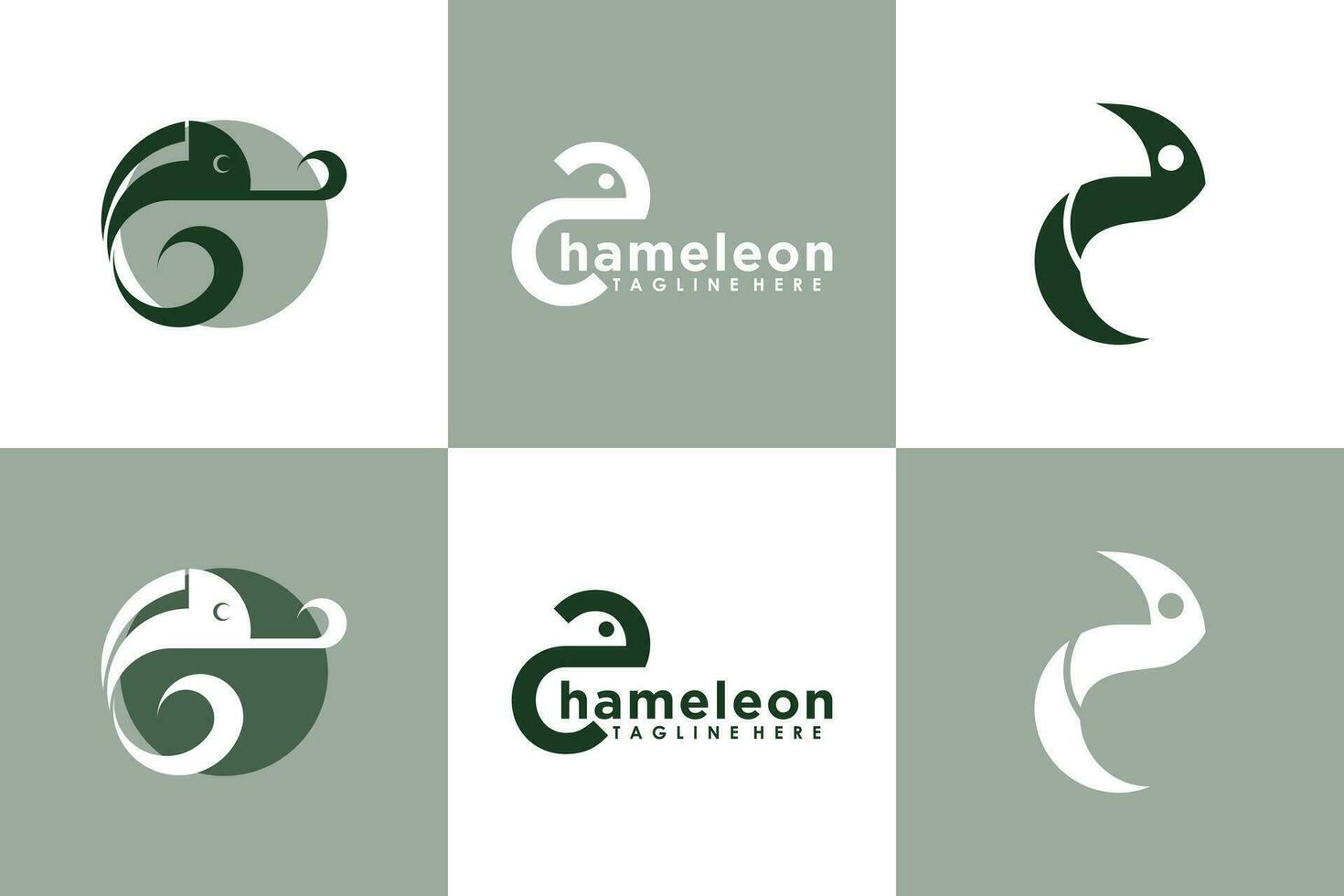 samling av kameleont logotyp design med modern begrepp vektor