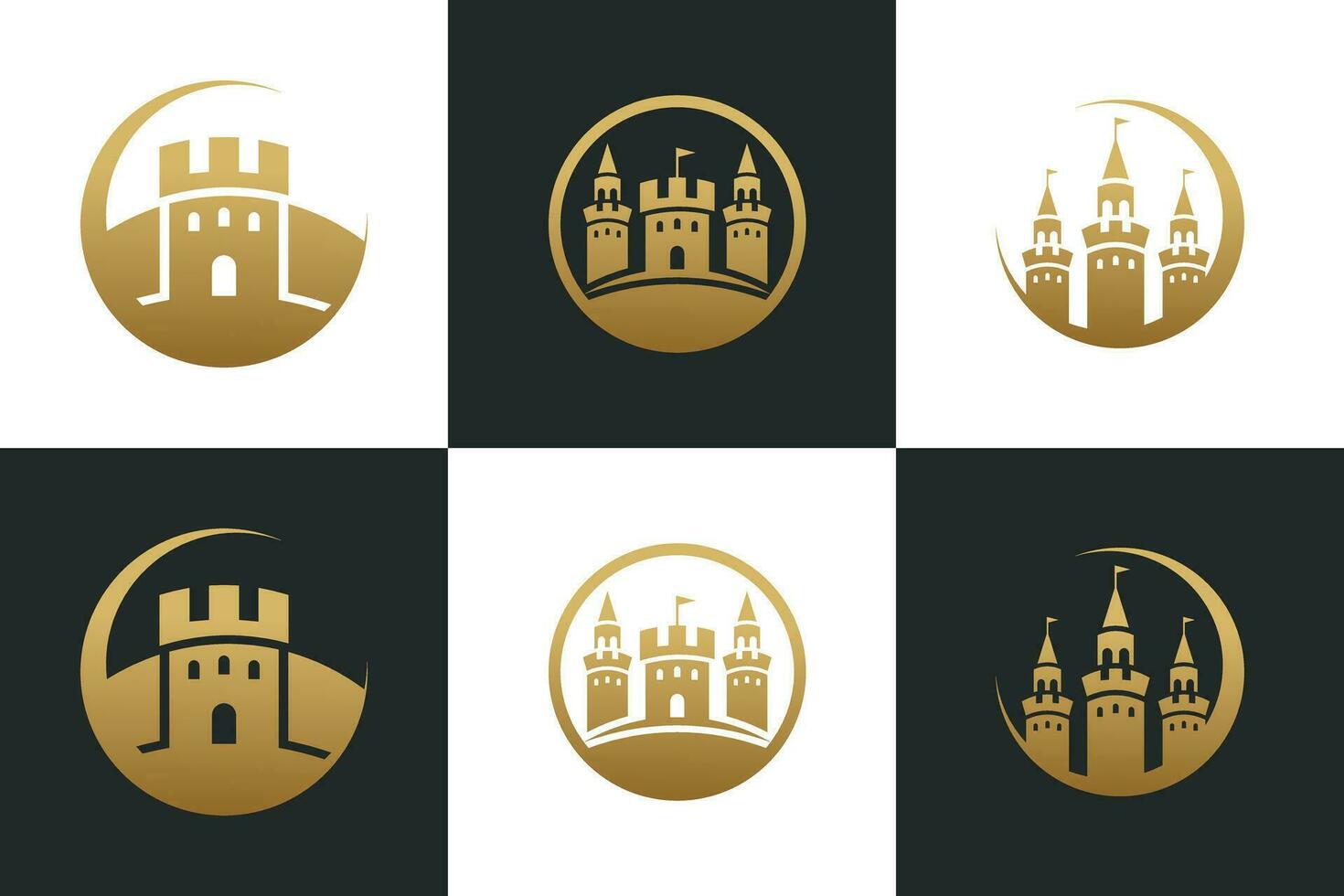 uppsättning av slott logotyp design inspiration med mall kreativ begrepp vektor