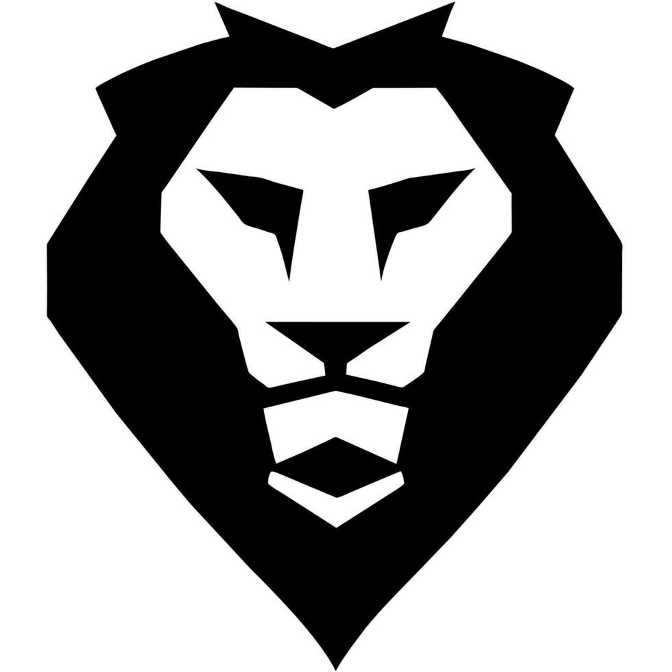 lejon huvud logotyp, svart och vit vektor
