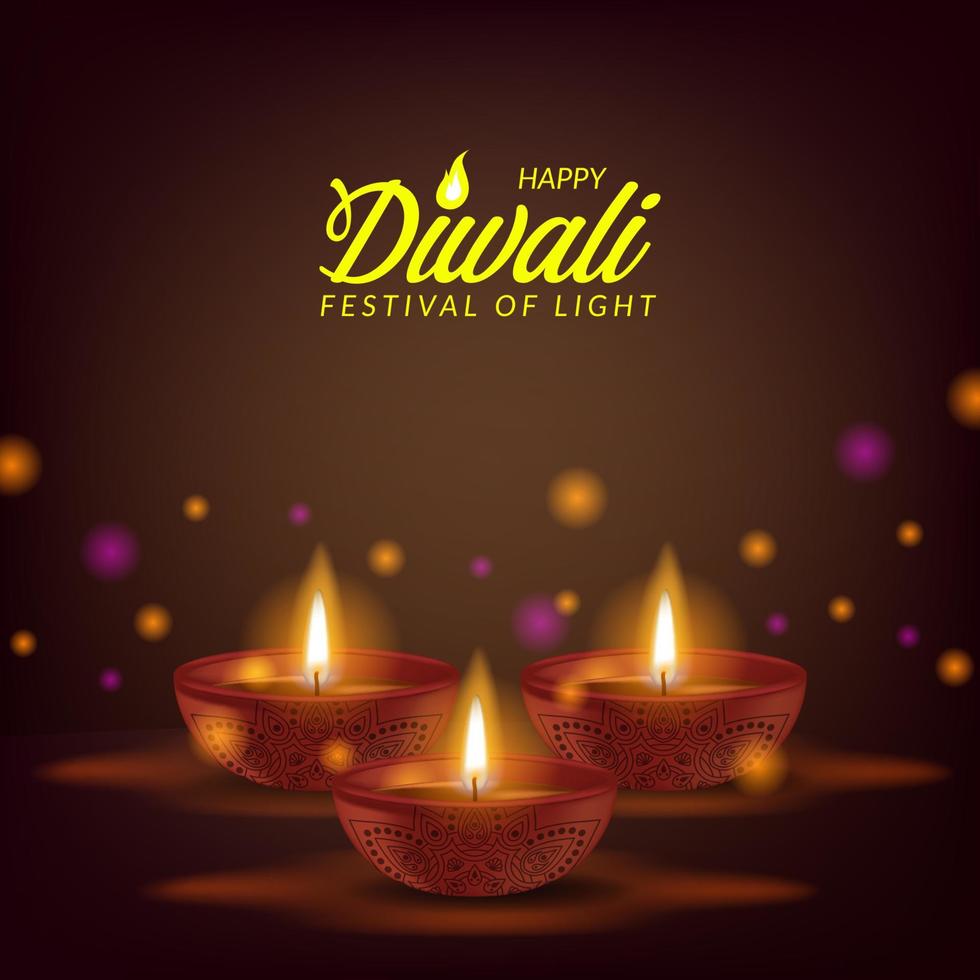 diwali festival av ljus från indien med oljelampa vektor