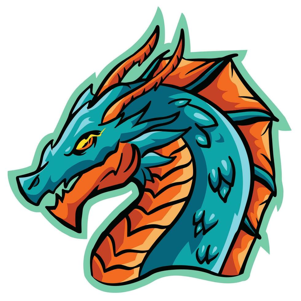 Wasser Drachen Logo Vektor Illustration Kunstwerk