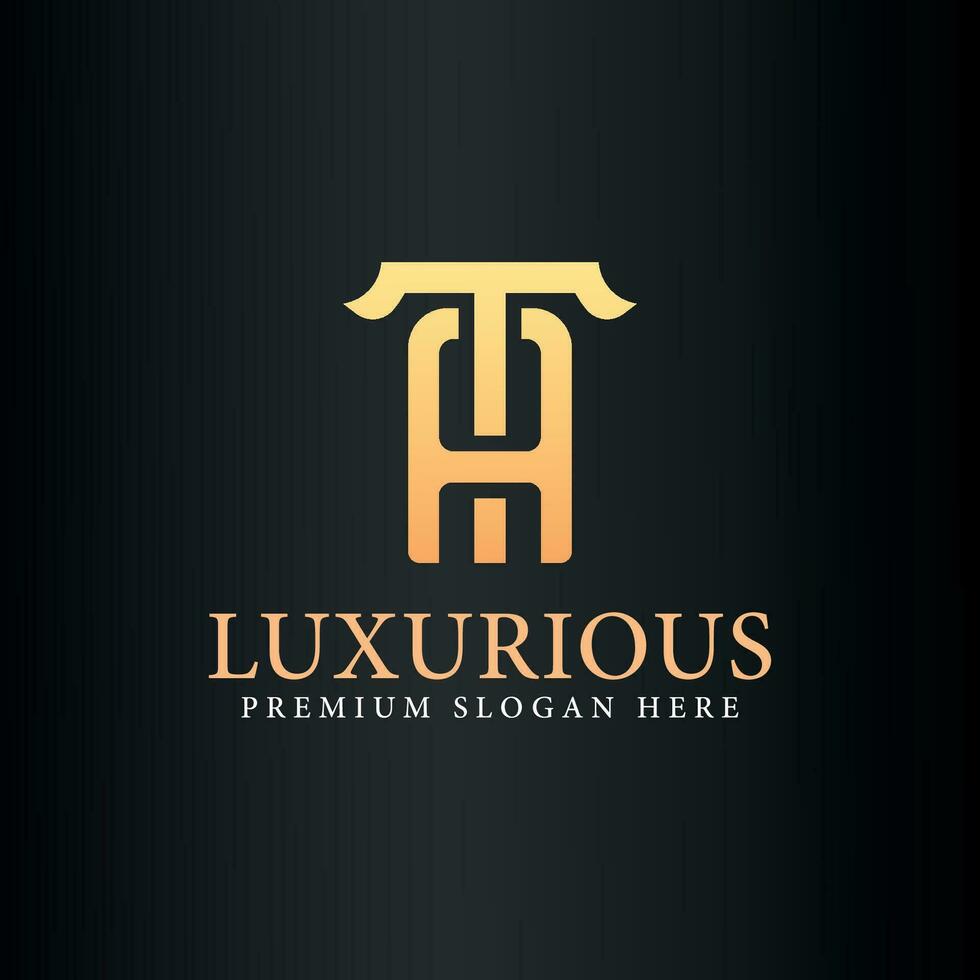 Luxus Brief ta Jahrgang Logo Vektor Vorlage, Säule gestalten Konzept